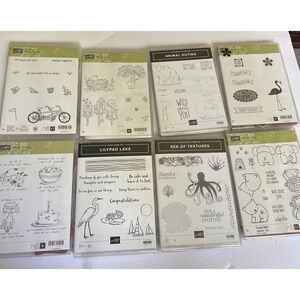 Lot of 8 SETS Stampin Up Unmounted Rubber Stamps  Animals,Thinking of you,Thanks
